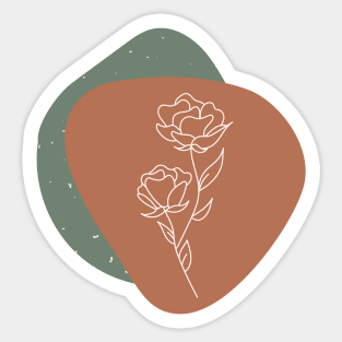 Abstract Terracotta Shapes and Roses Drawing Organic forms abstract art Sticker